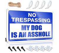 SWFG - Letrero de lata para el hogar, no Trespassing My Dog is an Ass-le Sign Man Cave Funny Signs (20 x 30 cm)