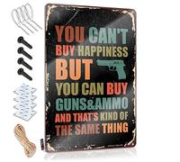 SWFG Letrero de metal con texto en inglés "You Can't Buy Happiness But You Can Buy Guns&Ammo" (20 x 30 cm)