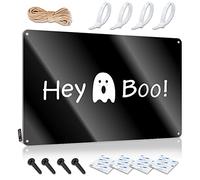 SWFG Letrero de metal divertido de Halloween con texto en inglés «Hey Boo» (30 x 40 cm)