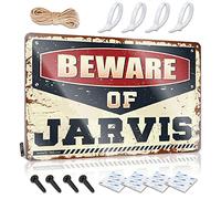 SWFG Letrero de metal divertido para bar Beware of Jarvis, letrero de estaño con texto en inglés "Beer Limit Rules" (20 x 30 cm)