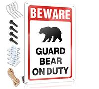 SWFG - Letrero de metal sarcástico divertido para baño Señal de guardia de oso en servicio para puerta de cueva, letrero divertido (20 x 30 cm)