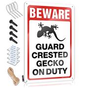 SWFG - Letreros de barra para el hogar, bar divertido, ten cuidado Cartel de metal con cresta de guardia Gecko On Duty para decoración de barra de metal (30 x 40 cm)