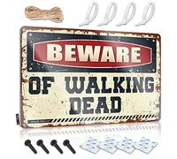 SWFG - Letreros de habitación para recámara con cuidado de los muertos vivientes, decoración de metal de estaño, barra de cueva para hombre (30 x 40 cm)