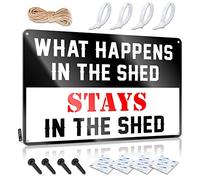 SWFG - Letreros de habitación para recámara con texto en inglés "What Happens in The Shed" (30 x 40 cm)
