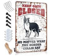SWFG - Letreros de lata retro para mantener la puerta cerrada, no importa lo que la frontera Collie dice, letrero de lata, decoración del hogar, accesorios para barra de hombre (20 x 30 cm)