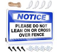 SWFG - Letreros de metal clásico con texto en inglés "Please Do Not Lean On Or Cross Over Fence - Letreros de metal divertidos y divertidos (30 x 40 cm)
