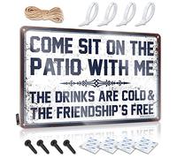 SWFG Letreros de metal con texto en inglés "Man Cave Come Sit On The Patio with Me The Drinks are Cold and The Friendship is Free" (20 x 30 cm)