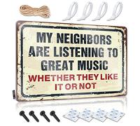 SWFG Letreros de metal con texto en inglés «My Neighbors are Listening to Great Music» (30 x 40 cm)