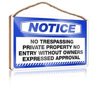 SWFG Letreros divertidos de madera con texto en inglés "Notice No Trespassing Private Property No Entry" (20 x 30 cm)