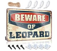 SWFG Letreros divertidos para bar Beware of Leopard Sign Bar Rules - Letrero de metal de estaño (30 x 40 cm)