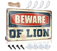SWFG Letreros para garaje con texto en inglés "Beware of Lion Man Cave Rules Old Signage" de metal vintage (20 x 30 cm)