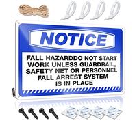 SWFG - Señal de estaño de advertencia, aviso de caída, peligro, no empezar a trabajar, a menos que la barandilla, letrero de metal para el hogar, decoración (20 x 30 cm)