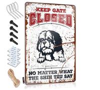 SWFG - Señales de cueva para hombres para mantener la puerta cerrada No Matter What The Shih Tzu Say Letrero retro de estaño para decoración de puerta para recámara (20 x 30 cm)