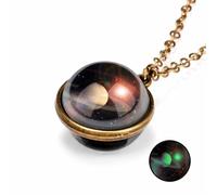 swglcowo Collar con colgante de cristal del sistema solar, hecho a mano, único, bola de cristal de doble cara, universo, galaxia, estrella, guardián, planeta, nebulosa, collar para mujeres y hombres