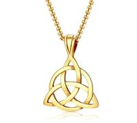 swglcowo Collar con colgante de nudo celta, chapado en oro y plata, triángulo vintage único, irlandés, buena suerte, ligero, triquetra, nudo de la trinidad, collar de cadena geométrica para mujer