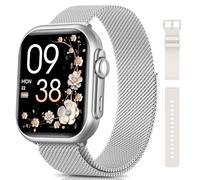 SWGOTA Reloj Inteligente Mujer con 1000mAh Batería Grande, Autonomía Ultra-Larga 100 Días, 1.83” Smartwatch Llamadas 24H Pulsometro/SpO2/Sueño, 120+ Sport, 5ATM Podómetro Calorías iOS Android Plata