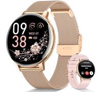 SWGOTA Reloj Inteligente Mujer, Smartwatch Mujer con Llamada 120+ Modos Deportes 24H Pulsómetro SpO2 Sueño Seguimiento del Periodo Calorías Podómetro IP68 Fitness Tracker iOS Android Oro Rosa Regalo
