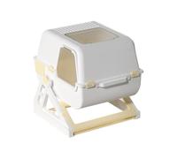 SWHC Arenero Gato, Cat Litter Box, Semiautomático, Totalmente Cerrado, Inodoro, Silencioso, Desmontable, Fácil De Limpiar, Capacidad De Carga 7 Kg, con Pala Recogedora De Arena (Amarillo)