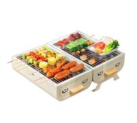 SWHC Barbacoa Carbon, Barbacoa Portatil, Bandeja De Horno Antiadherente, Fácil De Transportar, Ventilación Lateral, para Acampada O Picnic, para Exterior, Terraza