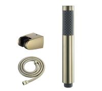 SWHC Cabezal de Ducha de Latón, Mono Chorro Ducha de Mano con Soporte y Flexo de Acero INOX 1.5 m, Alta Presión Ahorro de Agua Antical, Alcachofa de Ducha para Baño, Ducha, Bañera