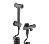 SWHC Duchas Higienicas para WC, Grifo Bidet para WC, Válvula Angular De Doble Salida, Grifo Bidet para WC Monomando, Ducha De Mano para Higiene Íntima, Pulverizador De Latón, G1/2"-3/4"