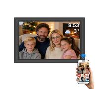 SWHC Marco De Fotos Digital, Marco Digital WiFi 10.1 Pulgadas, Memoria Incorporada 32GB, Pantalla Táctil para HD 1280x800 IPS, Soporte Rotación Automática, Montable En Pared (Negro)