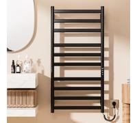 SWHC Radiador Toallero Eléctrico Baño, 285 W Radiador Calienta Toallas de Toallero, Toallero Calentado Temperatura Ajustable 30-70 °C, Temporizador 1-9 H y Pantalla táctil LED, IPX4, 50x100cm, Negro