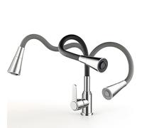 SWHC Rubinetto Lavello Cucina, Miscelatore Cucina, Rubinetto Lavello Cucina Girevole a 360°, Miscelatore Cucina Con Beccuccio Flessibile, Rubinetti Cucina a 3 Modalità, Nero