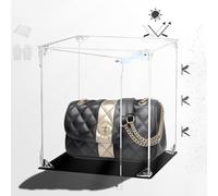 SWHC Vitrina expositora, Vitrinas para Colecciones Vitrina Cristal Expositora Metacrilato, Caja de Exhibición de Acrílico Transparente, Guantes y paño para el Polvo gratuitos, 25*25*40cm/10*10*16