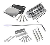 Swhmc Kit de barra de puente de trémolo de guitarra eléctrica cromada de 6 cuerdas con placa de cuello para guitarra Fender Strat de repuesto
