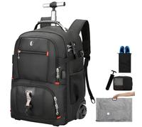 SWICKY RICOOI Mochila con ruedas, mochila para portátil con ruedas de 50 L con antirrobo, mochila rodante para viajes, equipaje de mano resistente al agua, negocios y desplazamientos