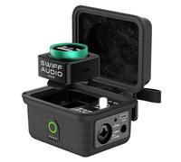 SWIFF AUDIO Sistema inalámbrico de monitor intraural, estéreo conmutable IEM inalámbrico de 5.8 GHz con receptor de pantalla LED y transmisor de estuche de carga, micrófono CUE integrado, diseño de 4