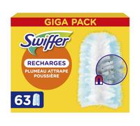 Swiffer Duster - Recambios atrapapolvo, 63 paños Giga Pack | Captura 3 veces más polvo y piel/cabello que la escoba tradicional, miles de microfibras, antiolores