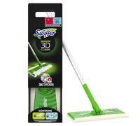Swiffer - Escoba para el polvo (3D, limpio, 1 escoba + 4 toallitas secas + 2 toallitas húmedas), atrapa y retiene el polvo incluso en las grietas, para el pelo de animales