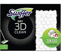 Swiffer - Escoba para polvo, limpieza en 3D, recambios toallitas secas para suelos, 7 unidades, atrapa y retiene el polvo