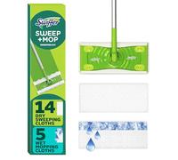 Swiffer Sweeper Dry + Wet - Kit de limpieza y limpieza multiusos para pisos con paños resistentes, incluye: 1 fregona, 19 recambios