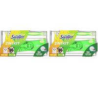 Swiffer Kit con 1 mopa, 8 paños Secos para el Suelo, 1 Plumero y 1 Recambio óptimo para Mascotas (Paquete de 2)
