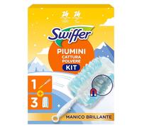 Swiffer - Kit de iniciación de Plumero atrapapolvo (1 Mango y 3 recargas), atrapa y bloquea 3 Veces más Polvo y Pelo Que un edredón Tradicional