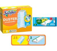 Swiffer Kit de Recarga de Plumero y Escoba, Incluido 23 recambios Duster Plumero y 3 toallitas húmedas escobas Swiffer, atrapa y retiene 3 Veces más Cabello y Polvo Que un Plumero Normal