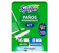 Swiffer Mopa Limpiador Seco Y Húmedo Kit (Mopa, 16 Paños Secos, 8 Húmedos)