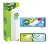 Swiffer Paños para mopa – 120 recambios secos y 3 húmedos – Atrapa y retiene 3× más polvo, suciedad y pelo