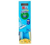 Swiffer Wet - Kit de limpieza de suelos, 1 escoba y 6 paños húmedos, limón, tamaño grande, limpia suelos, limpieza higiénica profunda, elimina la suciedad y las bacterias, para todo tipo de suelos