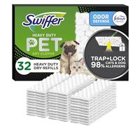 Swiffer Sweeper Pet - Recambios de paño de barrido seco resistente con Febreze Odor Defense, 32 unidades