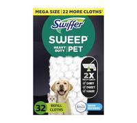 Swiffer Sweeper Pet - Recambios de paño de barrido seco resistente con Febreze Odor Defense, 32 unidades