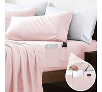 Swift Home Smart Sheets - Juego de sábanas de Microfibra cepillada ultrasuave, 3 Piezas, sábana Bajera Ajustable con Bolsillos Laterales de Almacenamiento, Color Rubor, tamaño Individual XL