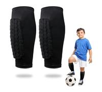 Swiftctrl 1 Par de Espinilleras de Fútbol y Esquí para Niño, Protector Espinillas Transpirables y Antigolpes, Protección de Pantorrilla para Baloncesto, Fútbol y Esquí, Ideal para Niños (Negro, M)