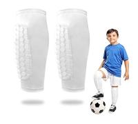 Swiftctrl 1 Par de Espinilleras de Fútbol y Esquí para Niño, Protector Espinillas Transpirables y Antigolpes, Protección de Pantorrilla para Baloncesto, Fútbol y Esquí, Ideal para Niños (Blanco, XS)