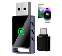 Swiftctrl Adaptador Inalámbrico 2-en-1 CarPlay & Android Auto - USB Dongle con Panel de Vidrio y Cuerpo Metálico, Compatible Desde 2017, Apto para Llaveros - Convierte Cable en Wireless