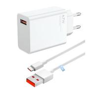 Swiftctrl Cargador Rápido USB-C 67W con Cable de 1 m - Cargador Turbo para Xiaomi 13/12/11T Pro, Poco F5/F4/X5, Redmi Note 13/12 Pro - Compatible con PD/QC para Móviles, Tablets y Más
