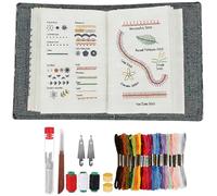 Swiftctrl Libro de Bordado y Kit de Bordado para Principiantes Adultes, Libro de Puntadas de Bricolaje Incluye Hilos, Agujas y Tutorial Paso a Paso, Ideal para Aprender Fácilmente en Casa y Viaje